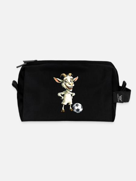 Ziegen Fussball - Recycelte Kulturtasche - Schwarz