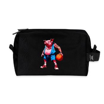 Cochon Basket-ball - Trousse de toilette en tissu recyclé - noir - Devant