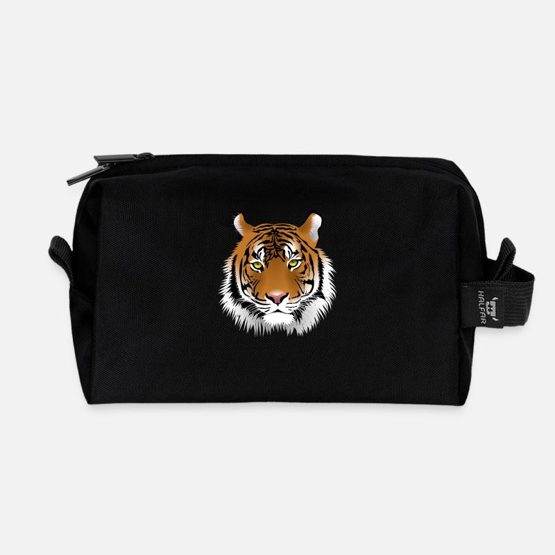 Tiger head - Recycled Toiletry Zip Bag - black
