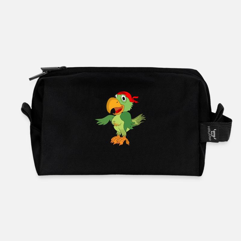 Parrot Pirate Corsair - Recycled Toiletry Zip Bag - black