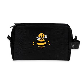 Bee with bone 1 - Recycled Toiletry Zip Bag - black - Front
