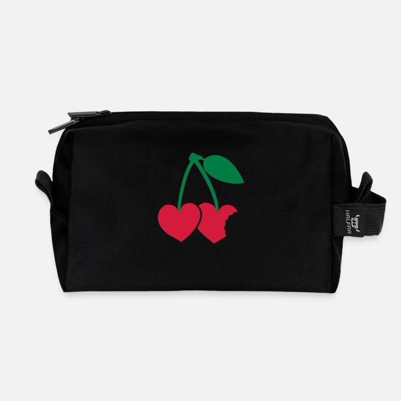 kirschen - Recycelte Kulturtasche - Schwarz