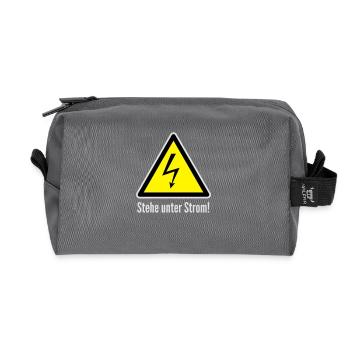 Vorsicht: Stehe unter Strom! - Recycelte Kulturtasche - Anthrazit - Vorne