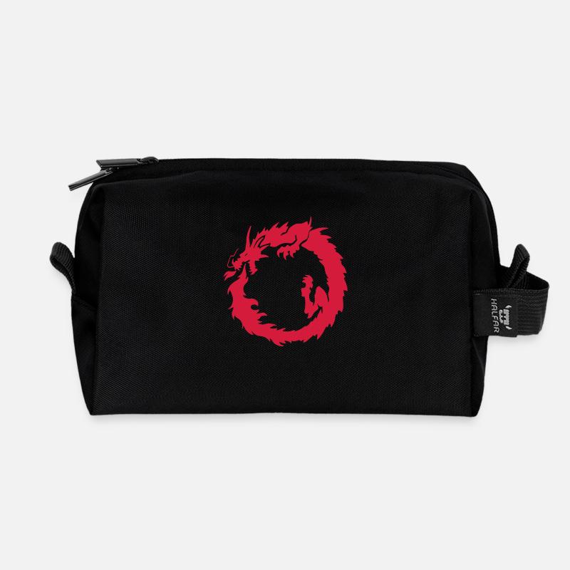 Flaming Dragon Ouroboros - Recycled Toiletry Zip Bag - black