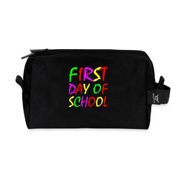 First day of school - Recycled Toiletry Zip Bag - black - Front
