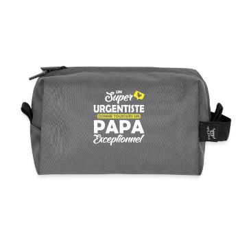papa et urgentiste / futur papa exceptionnel - Trousse de toilette en tissu recyclé - anthracite - Devant