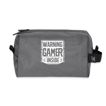 Warnung Gamer Inside - Recycelte Kulturtasche - Anthrazit - Vorne