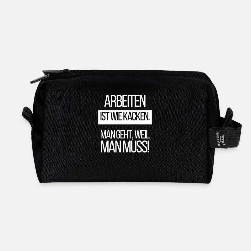 Arbeiten ist wie kacken 1 - Recycelte Kulturtasche - Schwarz