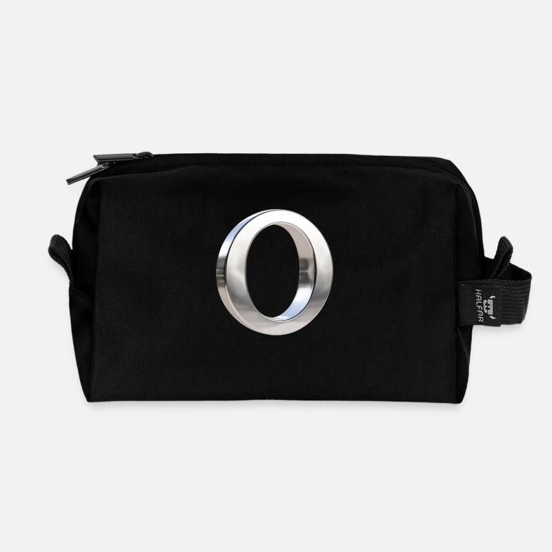 Chrome ,, O " Metallic - Recycled Toiletry Zip Bag - black