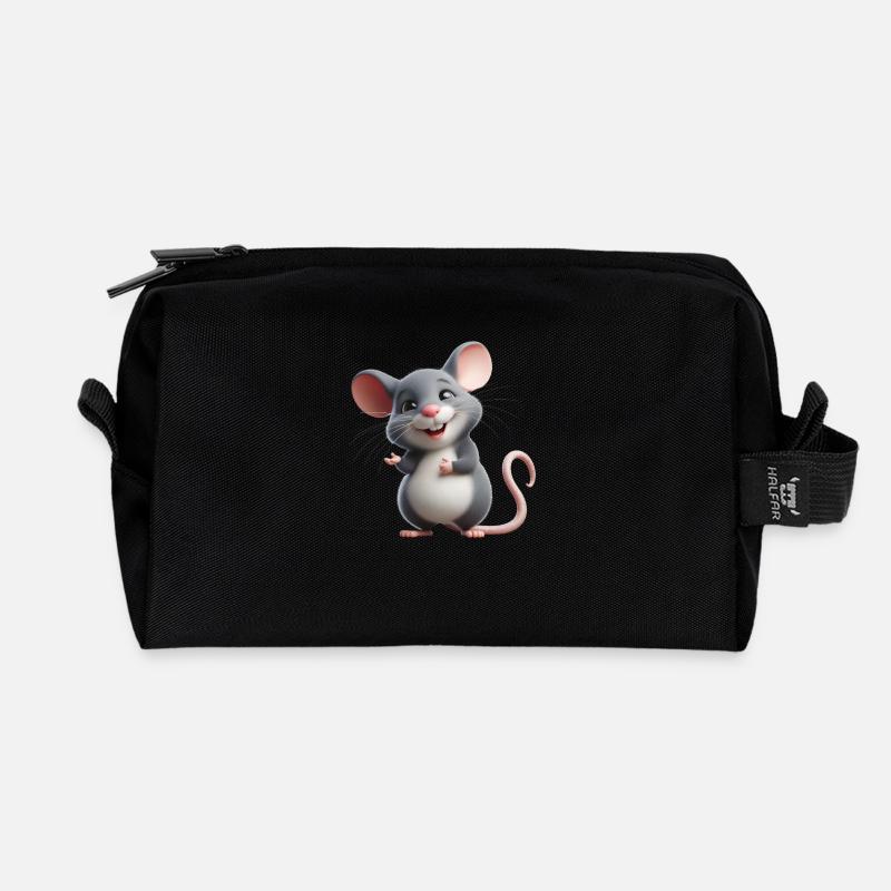 Maus 1 - Recycelte Kulturtasche - Schwarz
