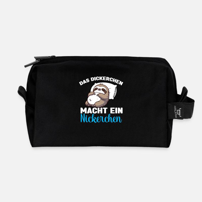 Faultier Schlafshirt Dickerchen macht Nickerchen - Recycelte Kulturtasche - Schwarz