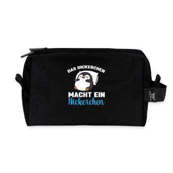 Pinguin Schlafshirt Dickerchen macht Nickerchen - Recycelte Kulturtasche - Schwarz - Vorne