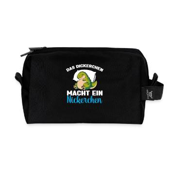Dino Schlafshirt T-Rex Dickerchen macht Nickerchen - Recycelte Kulturtasche - Schwarz - Vorne
