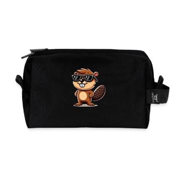 biber comic sonnenbrille - Recycelte Kulturtasche - Schwarz - Vorne