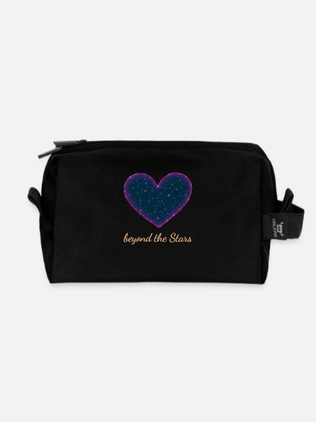 Love Beyond the Stars Heart Design - Recycled Toiletry Zip Bag - black