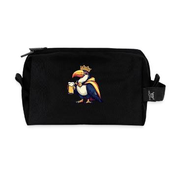 Toucan oiseau bière drôle - Trousse de toilette en tissu recyclé - noir - Devant