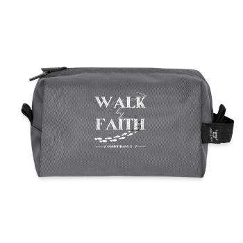 Walk by Faith – 2 Corinthians 5:7 - Recycled Toiletry Zip Bag - anthracite - Front