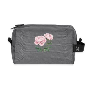 2 peonies - Recycled Toiletry Zip Bag - anthracite - Front