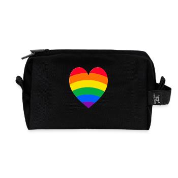 Regenbogen-Herz - Recycelte Kulturtasche - Schwarz - Vorne