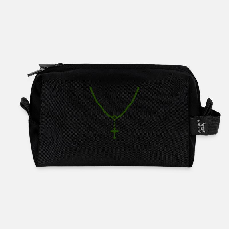 kreuzkette 02 - Recycelte Kulturtasche - Schwarz