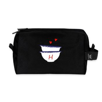 Lettre H bols breton - Trousse de toilette en tissu recyclé - noir - Devant