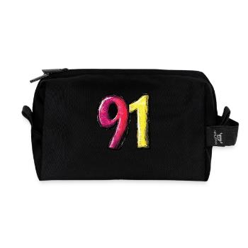 91 Number Comic - Recycled Toiletry Zip Bag - black - Front
