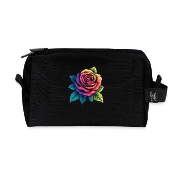 Fleur de rose - Trousse de toilette en tissu recyclé - noir - Devant