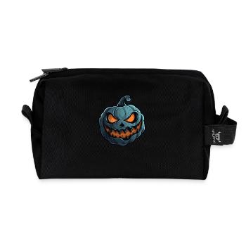 Grinsendes Kürbis Gesicht - Kürbis Halloween - Recycelte Kulturtasche - Schwarz - Vorne