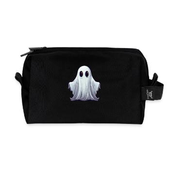 Little cuddly ghost with shining eyes - Recycled Toiletry Zip Bag - black - Front