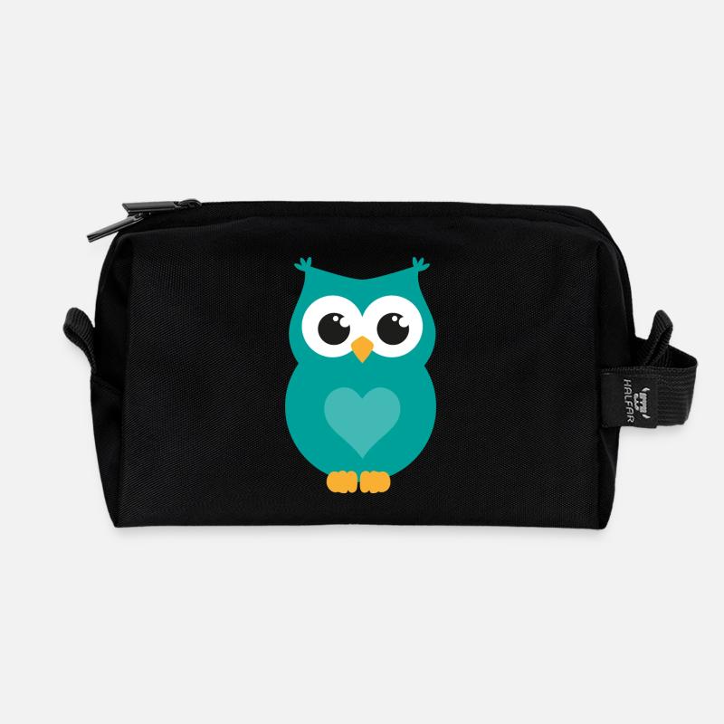 Eule - Recycelte Kulturtasche - Schwarz
