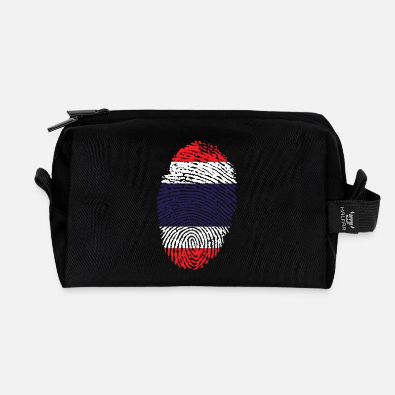 Fingerprint - Thailand - Recycled Toiletry Zip Bag - black
