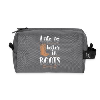 Life Is Better In Boots - Recycled Toiletry Zip Bag - anthracite - Front