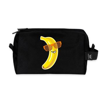 coole Banane Sonnenbrille Sommer Party Liebe Love - Recycelte Kulturtasche - Schwarz - Vorne