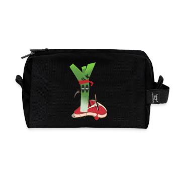 Leek vs. Steak! Vegan Power! - Recycled Toiletry Zip Bag - black - Front