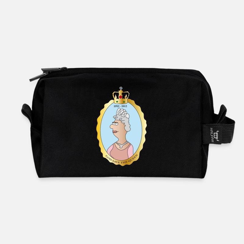 Queen Elizabeth II - Recycelte Kulturtasche - Schwarz