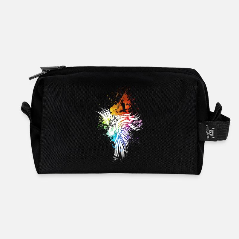 Rabe Regenbogen-Kleckse weiß - Recycelte Kulturtasche - Schwarz