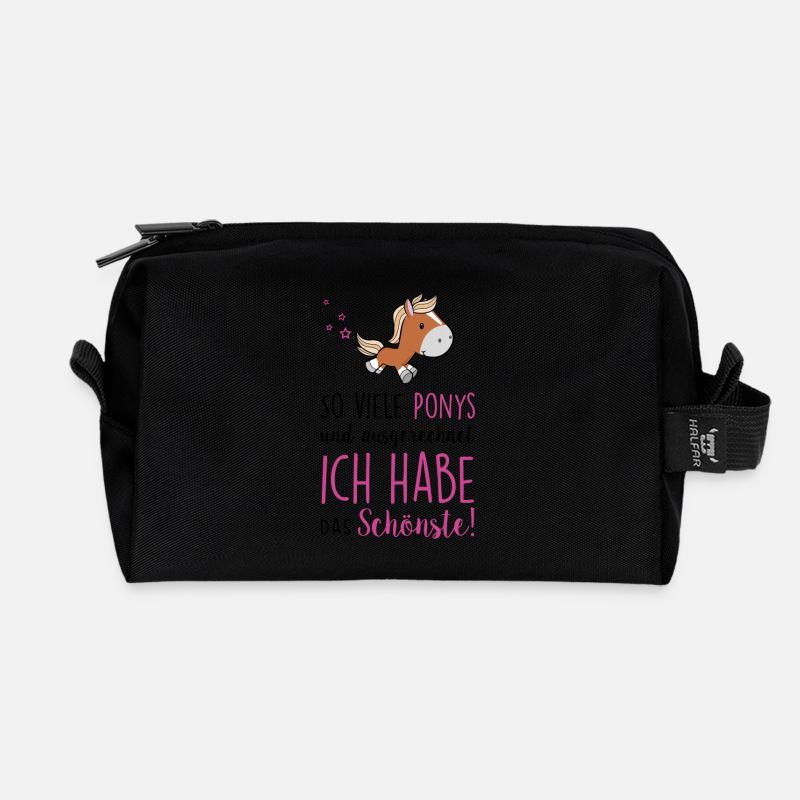 So viele Ponys und ich habe das Schönste - Recycelte Kulturtasche - Schwarz