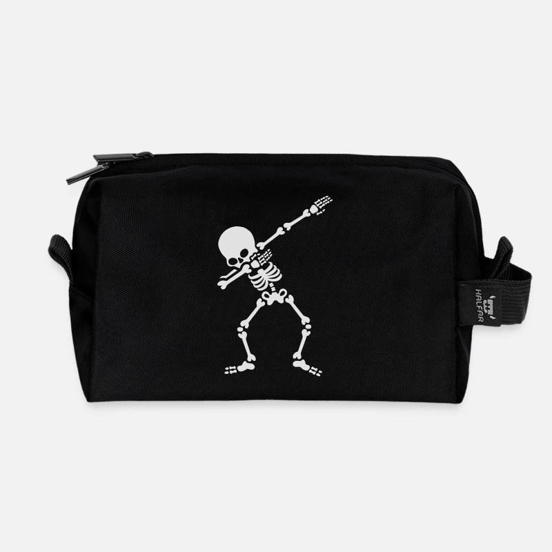 Dabbing skeleton dab dance Halloween - Recycled Toiletry Zip Bag - black