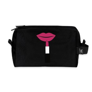 Popart Lippen Lippenstift Geschenk - Recycelte Kulturtasche - Schwarz - Vorne