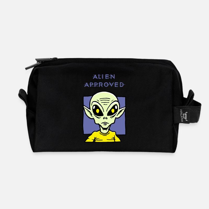 Alien Approved Yellow Eye Design - Recycled Toiletry Zip Bag - black