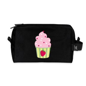 Icecream Cup Erdbeere Erdbeerzeit Eis Sommer Fun - Recycled Toiletry Zip Bag - black - Front