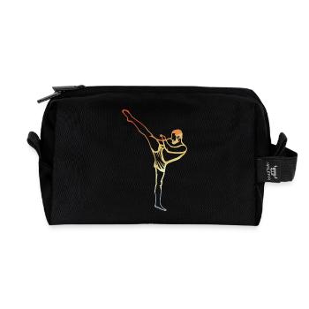 Vintage Kickboxer Sketch - Recycled Toiletry Zip Bag - black - Front