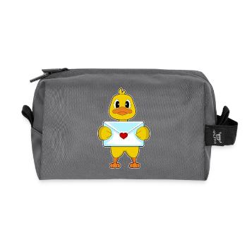 Duck Love Letter - Recycled Toiletry Zip Bag - anthracite - Front