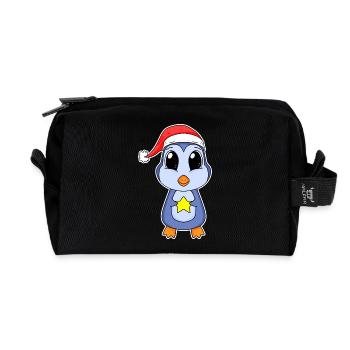Pinguin Weihnachten - Recycelte Kulturtasche - Schwarz - Vorne