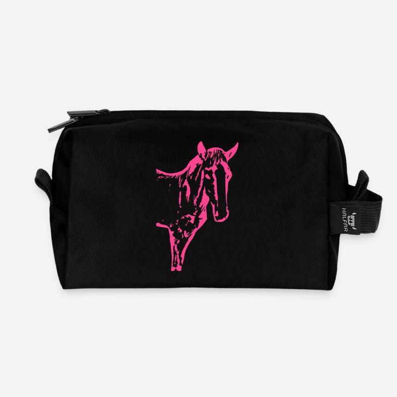 Pferd rosa pink, Fohlen - Recycelte Kulturtasche - Schwarz