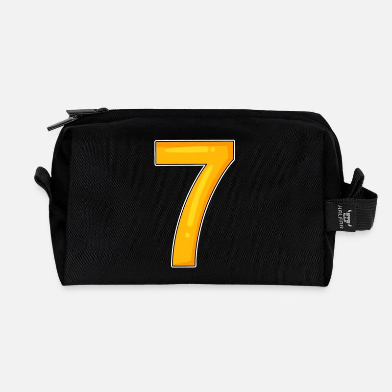 Zahl Sieben - Zahl 7 Nummer - Recycelte Kulturtasche - Schwarz