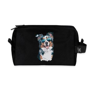 Berger australien avec lunettes de soleil - Trousse de toilette en tissu recyclé - noir - Devant