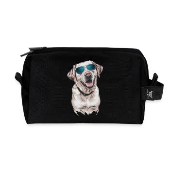 Labrador mit Sonnenbrille - Recycelte Kulturtasche - Schwarz - Vorne