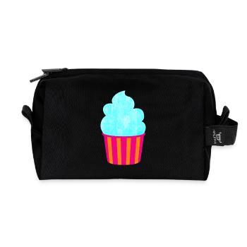 Eis Icecream Becher Streifen cyan Sommer Eiscreme - Recycelte Kulturtasche - Schwarz - Vorne
