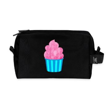 Cream Mug Strips Pink Summer Cream - Recycled Toiletry Zip Bag - black - Front